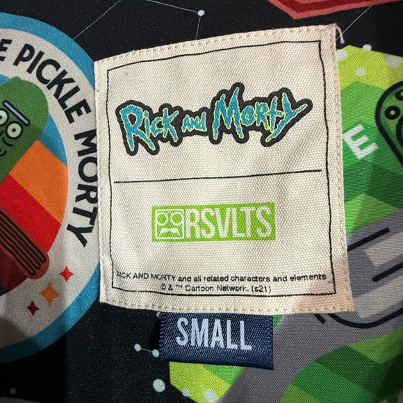 RSVLTS Rick & Morty NWOT Multi-color Print Button Down Shirt Size Small - Picture 5 of 5